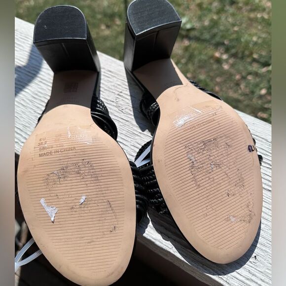 Stuart Weitzman | Twist Block Nappa Leather Sandals Size 8 - Picture 7 of 7